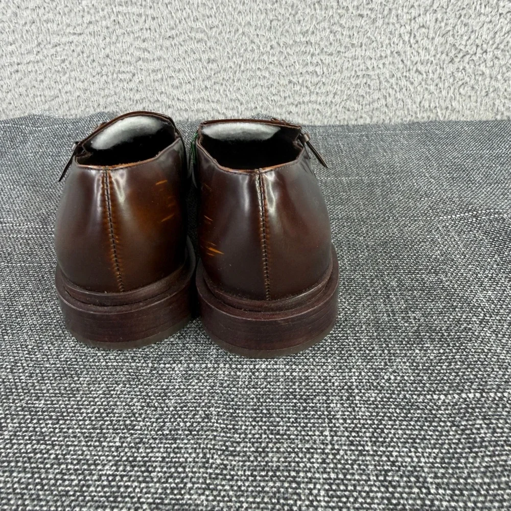 Tory Burch Loafers Womens 7 Brown Leather Square Toe Buckle Detail Block Heel